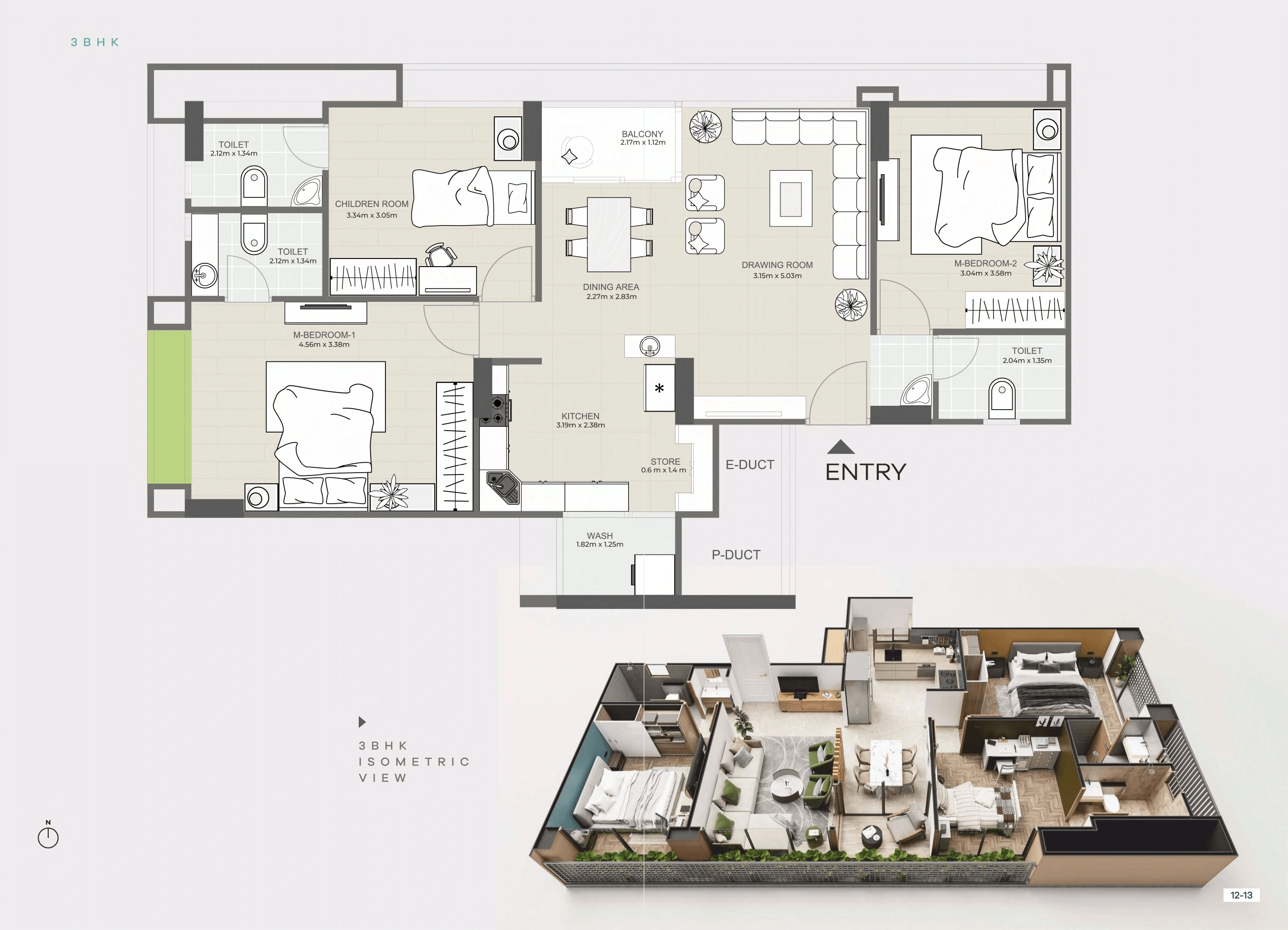 Satva Satvam Glory Unit plan - 963 sq.ft.