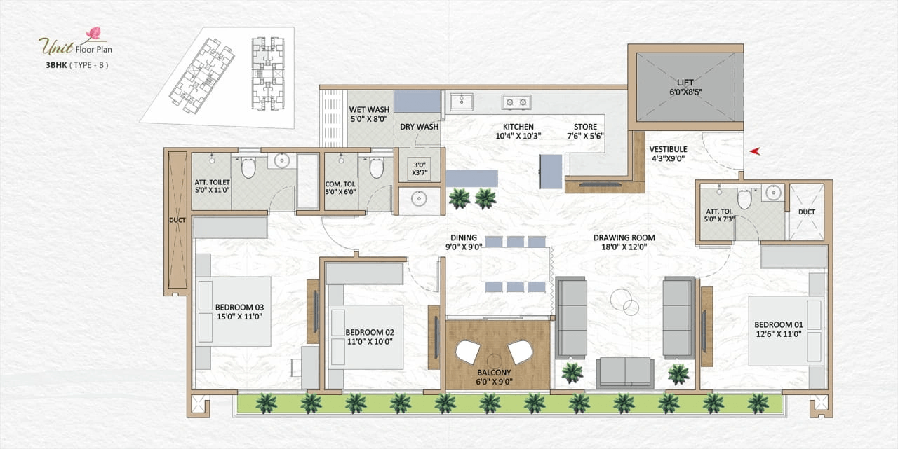 Unit plan - 1316 sq.ft.