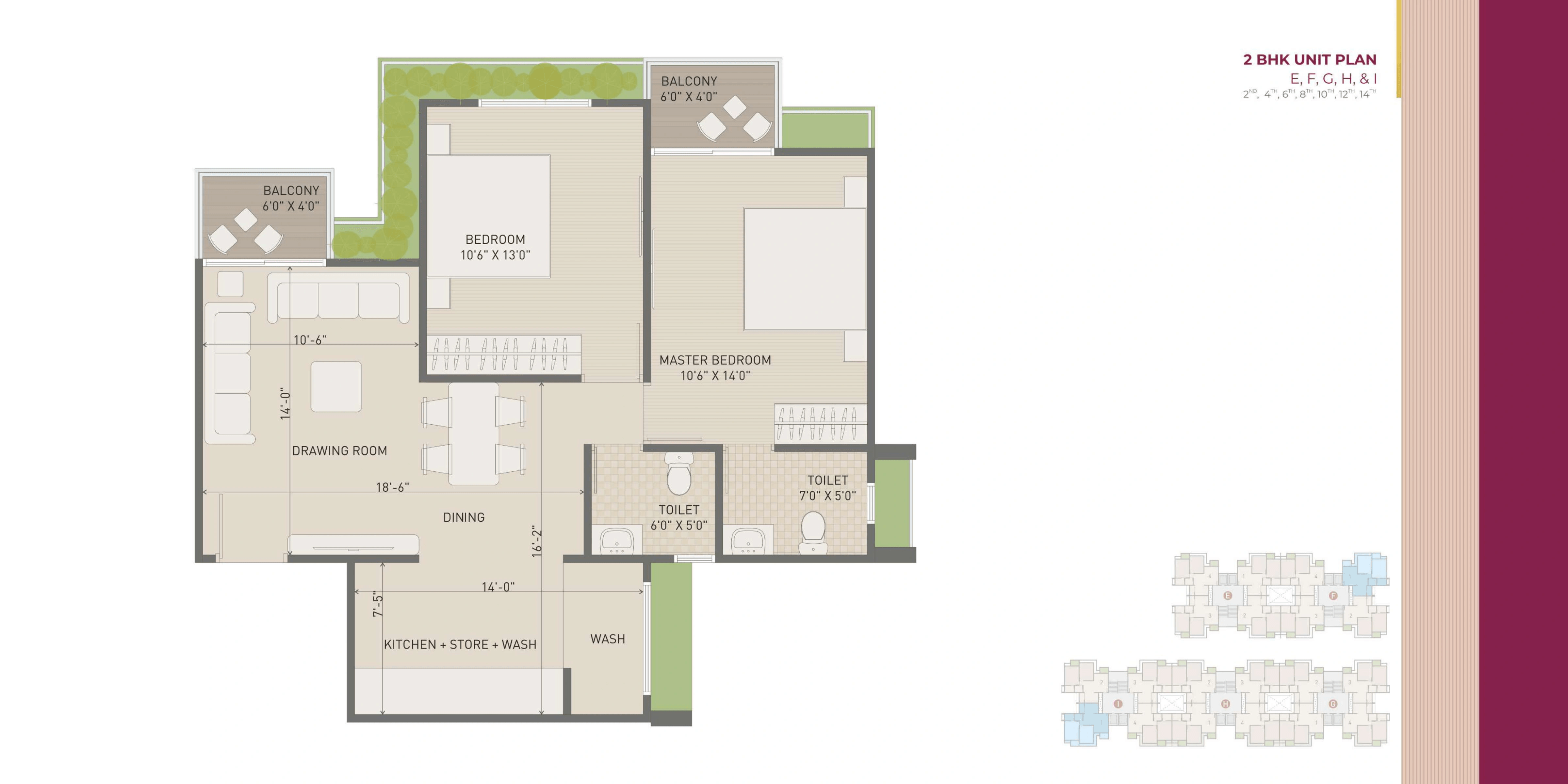 Unit plan - 788 sq.ft.