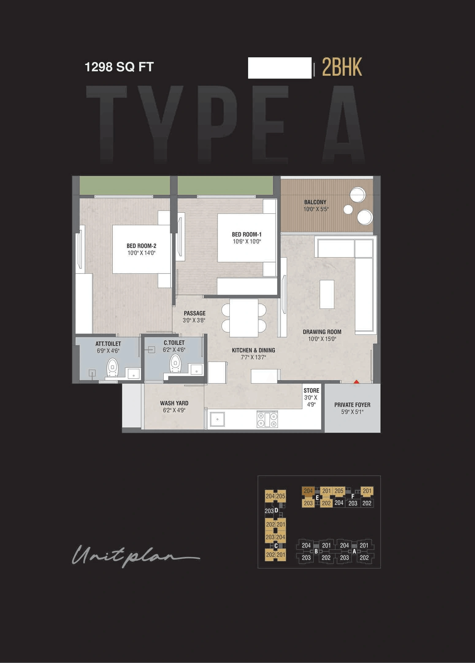 Rashmi Riesen Unit plan - 714 sq.ft.