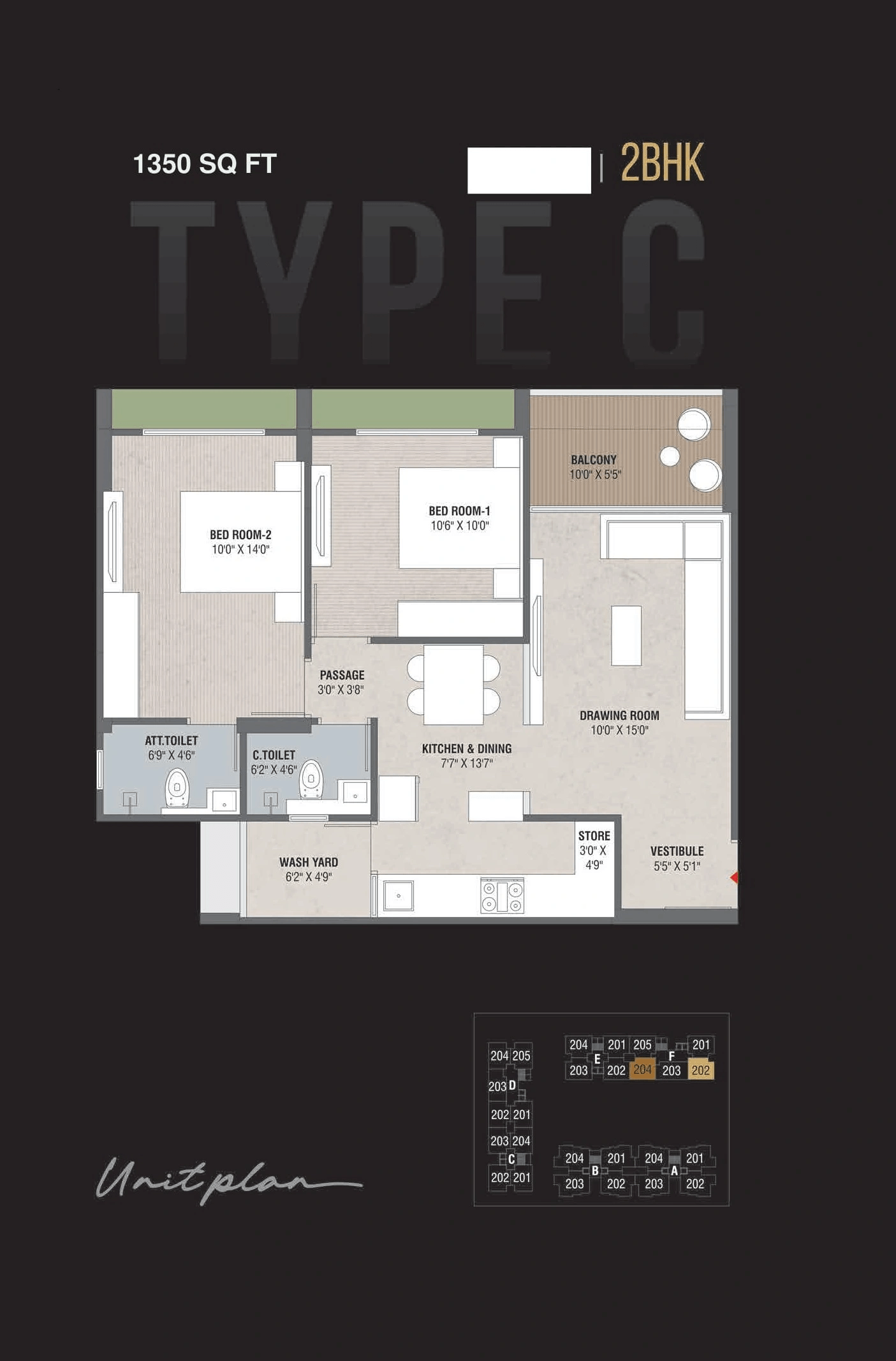 Rashmi Riesen Unit plan - 743 sq.ft.