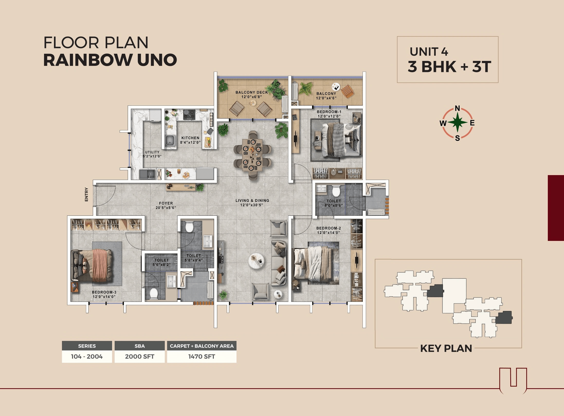 Rainvas Rainbow Uno Unit plan - 1320 sq.ft.