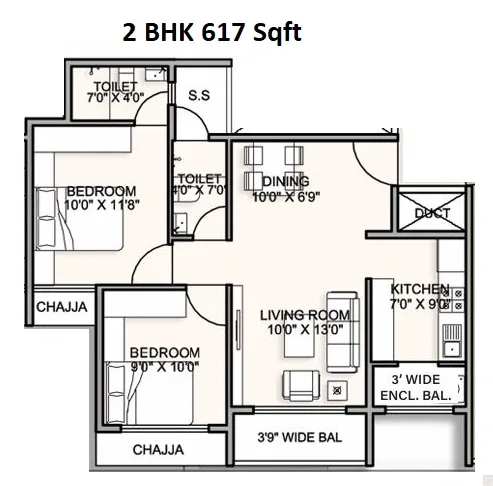 Unit plan - 617 sq.ft.