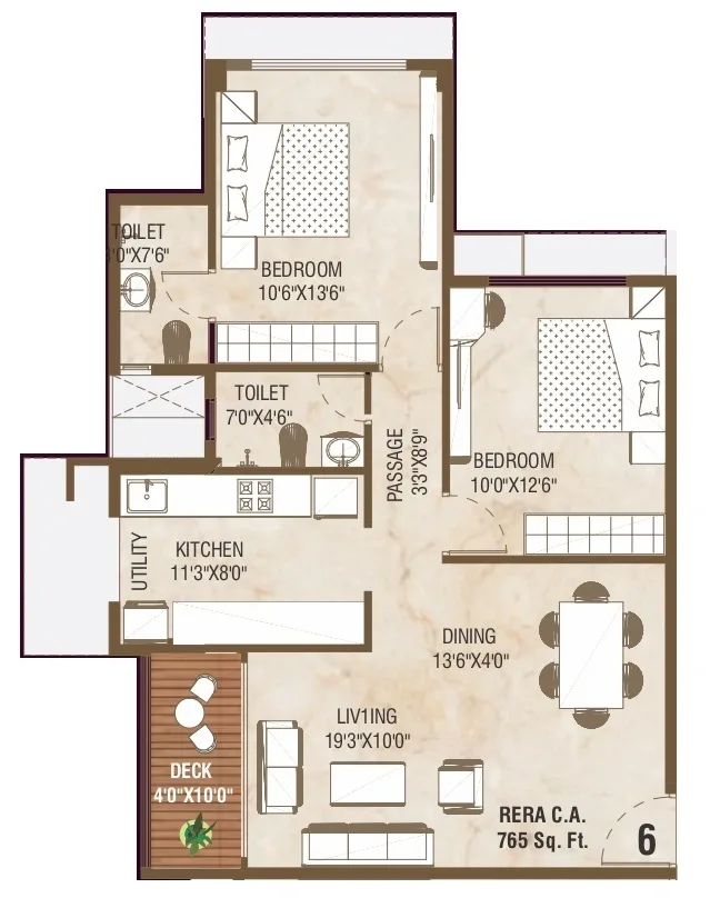 Swastik Prabhasa Unit plan - 765 sq.ft.