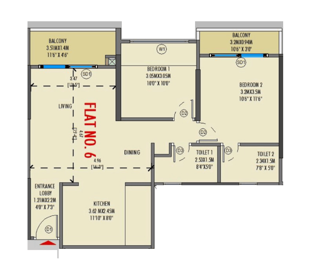 Pragati Alpine 21 Unit plan - 787 sq.ft.