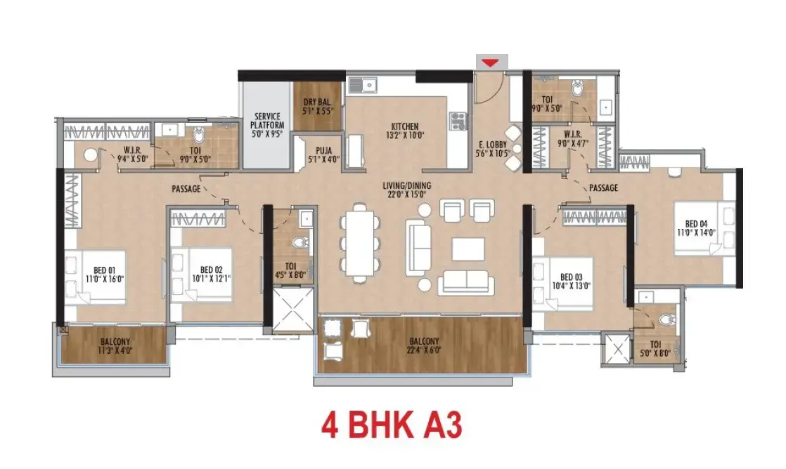 Excellaa Polaris Unit plan - 1781 sq.ft.
