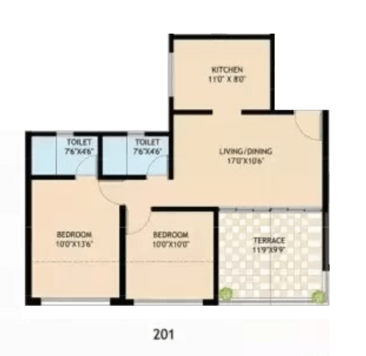 Rama Metro Life Optima Unit plan - 749 sq.ft.