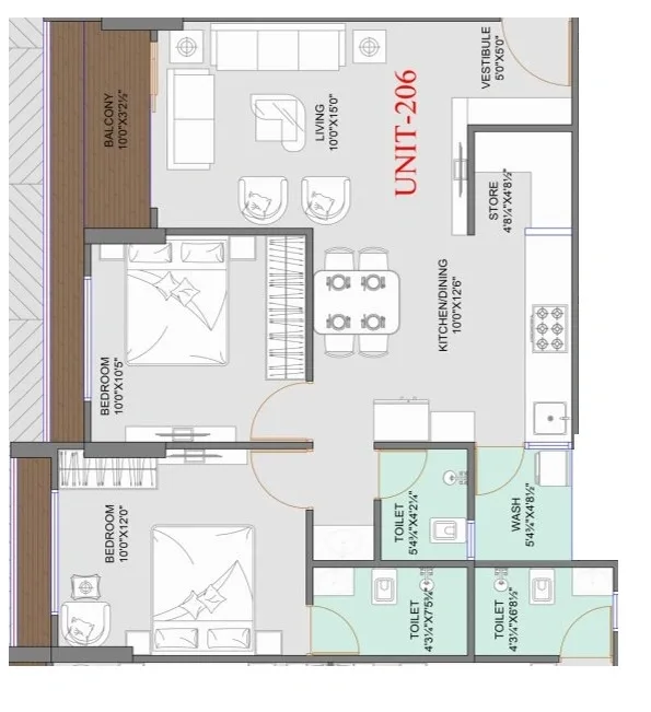 Unit plan - 716 sq.ft.