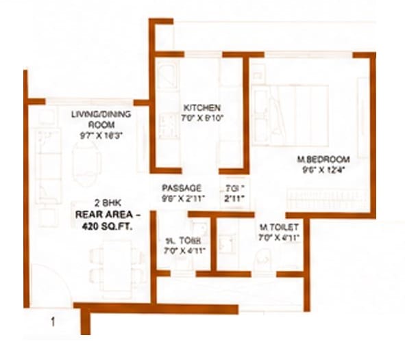 Unit plan - 420 sq.ft.