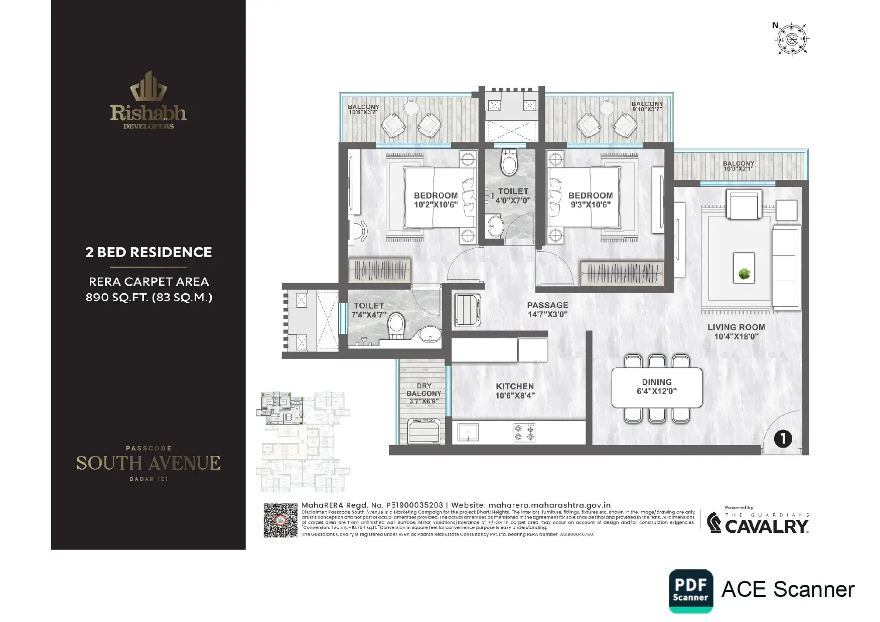 Unit plan - 890 sq.ft.
