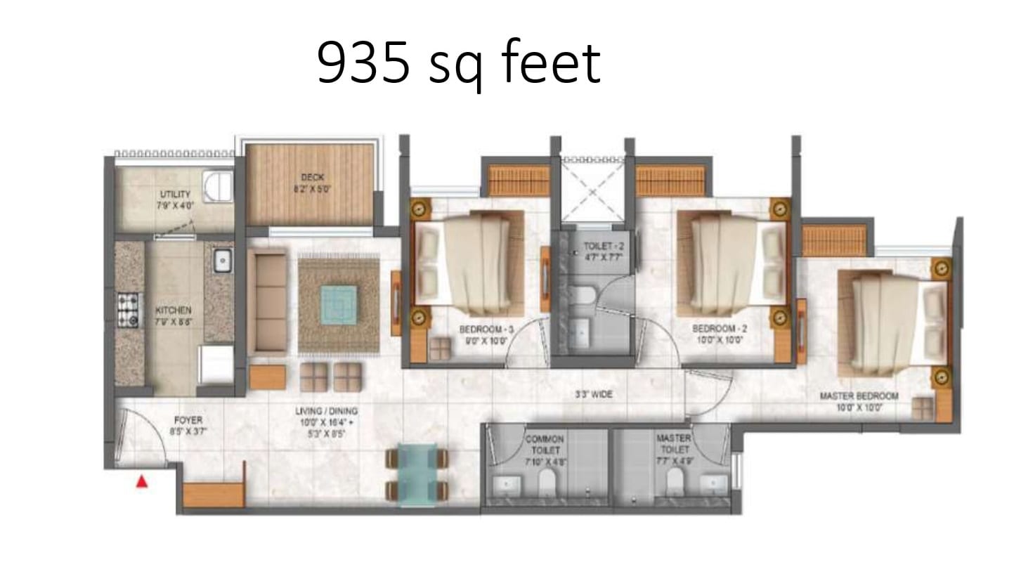 Unit plan - 935 sq.ft.