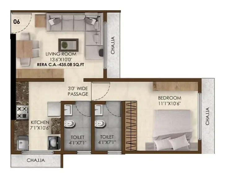Unit plan - 435 sq.ft.