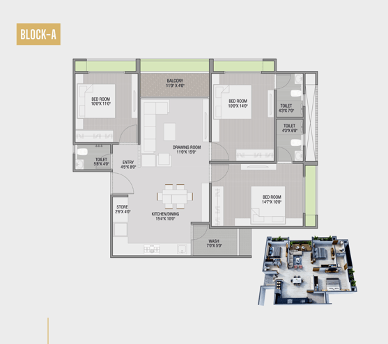 Unit plan - 960 sq.ft.