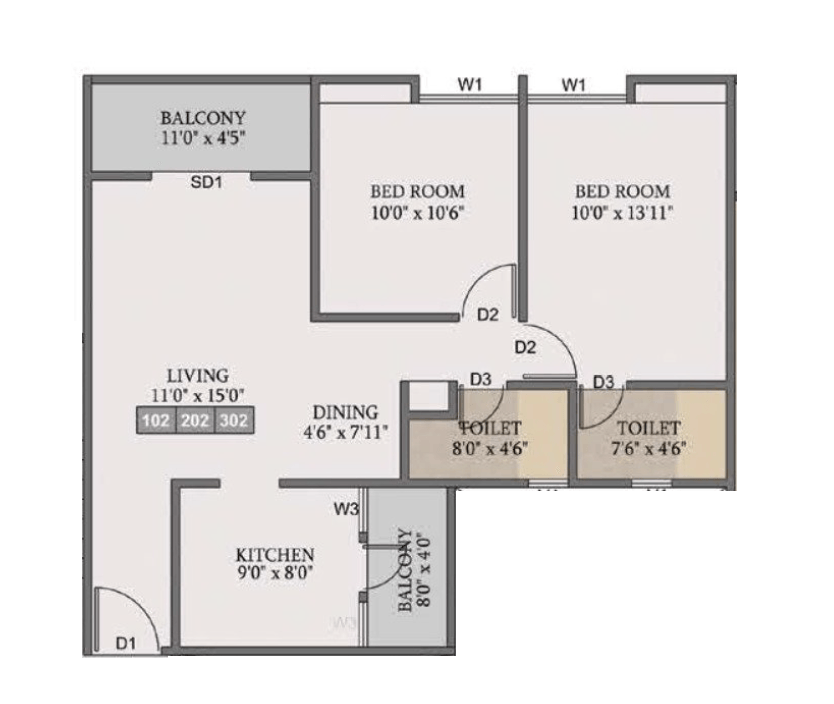 Unit plan - 771 sq.ft.