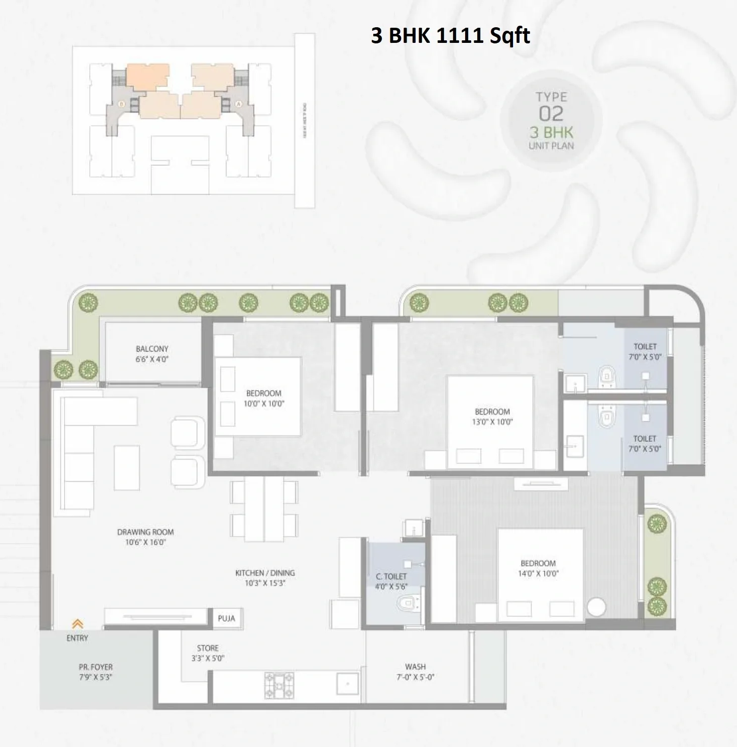 Bhadrakali Aavishkar By Samay Unit plan - 848 sq.ft.