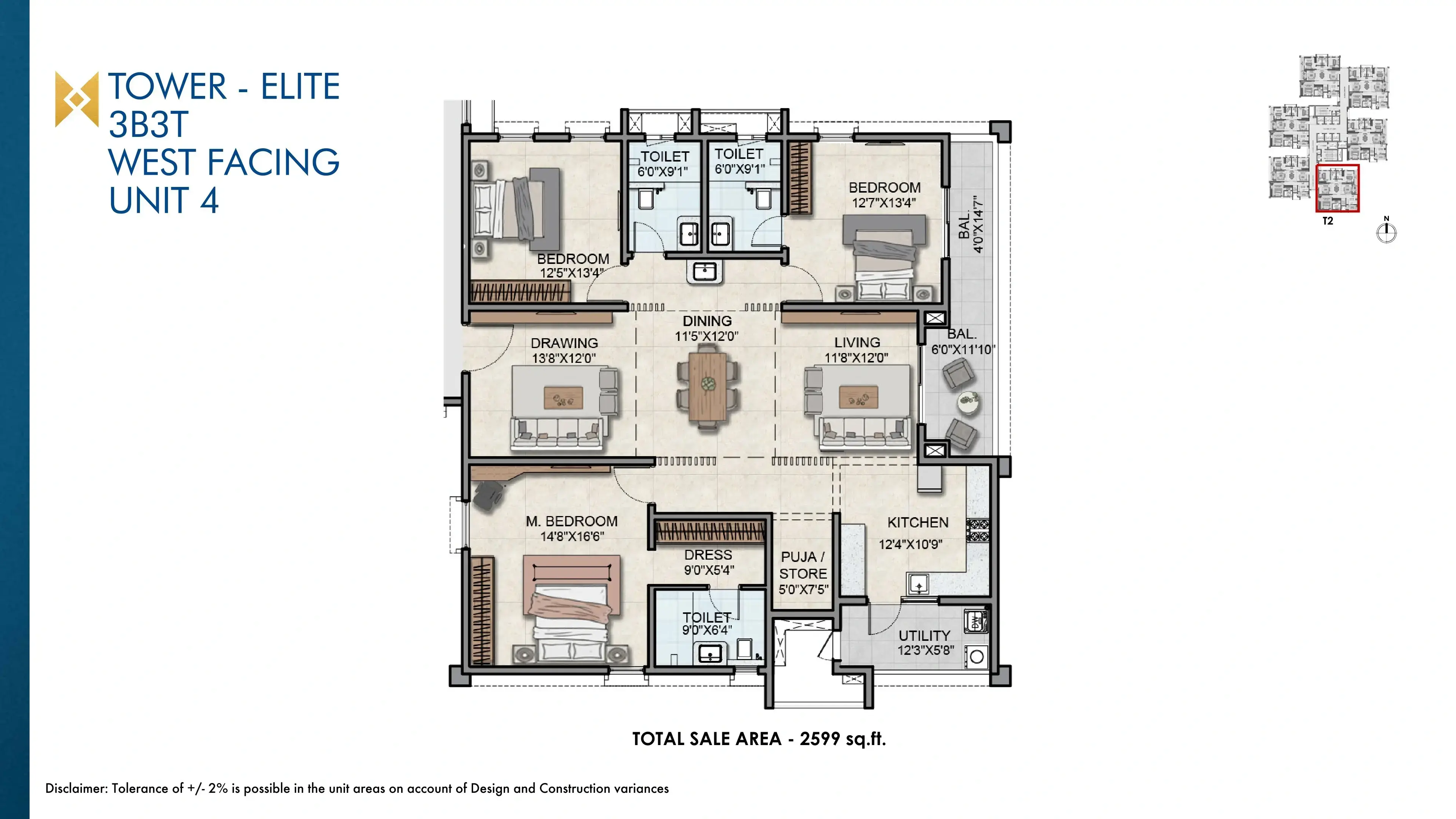 Auro Sapphire Unit plan - 1819 sq.ft.