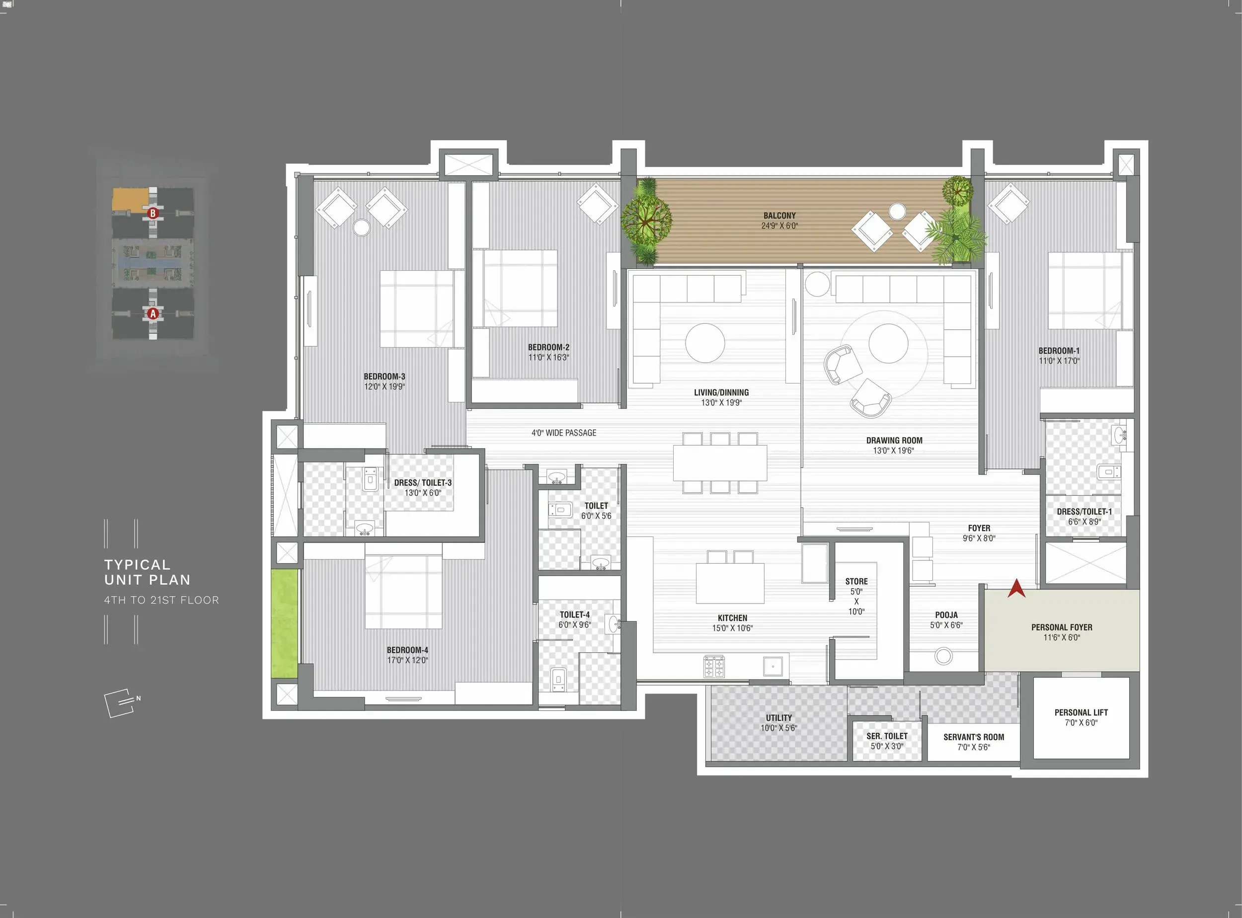 Satyamev Luxor Unit plan - 2199 sq.ft.