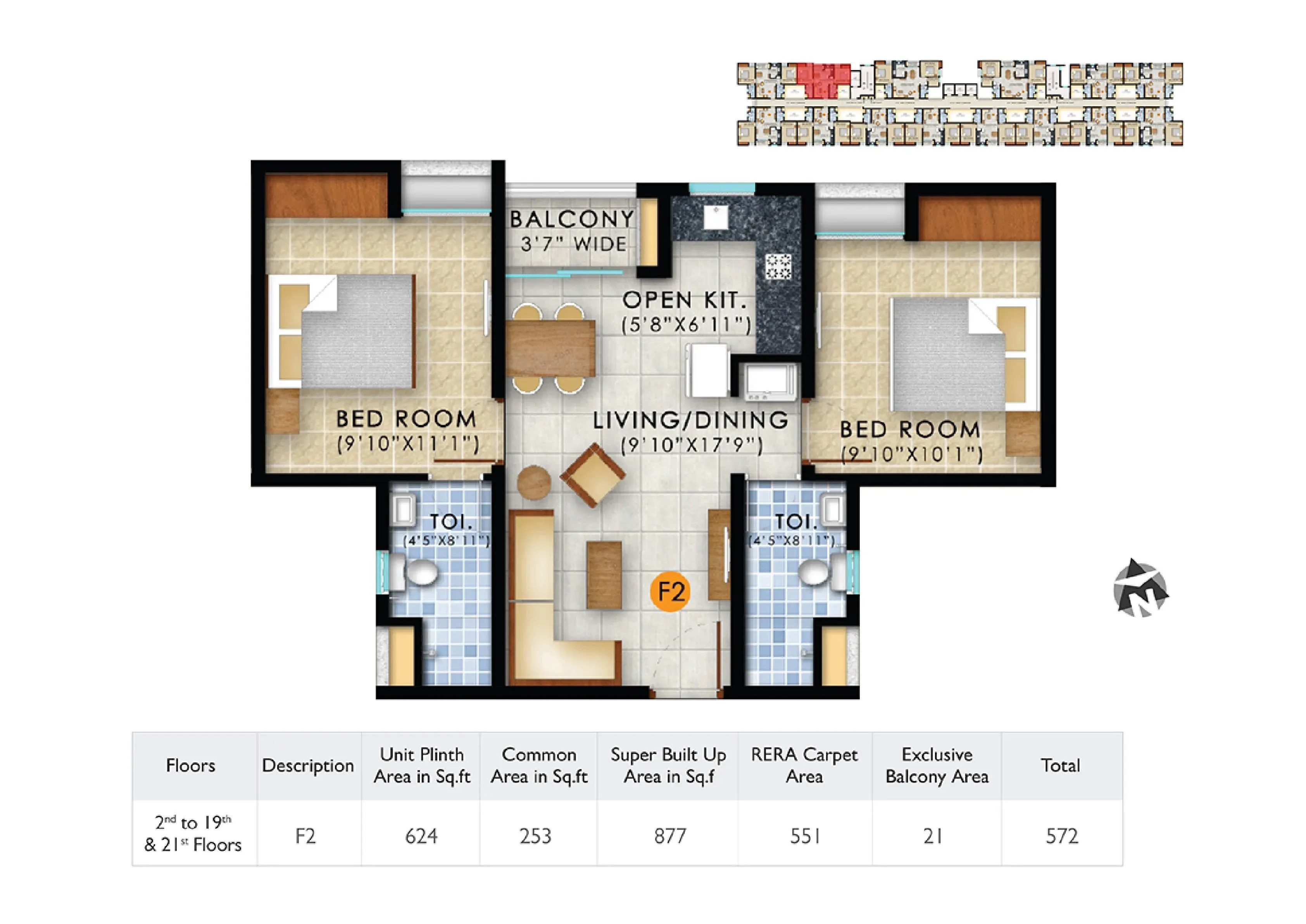 Navins Starwood Unit plan - 613 sq.ft.