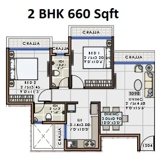 The Domus 26 East Unit plan - 660 sq.ft.