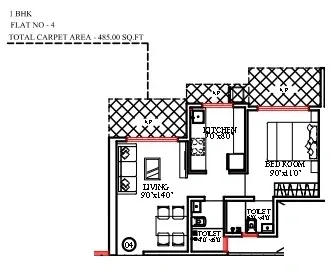Unit plan - 485 sq.ft.