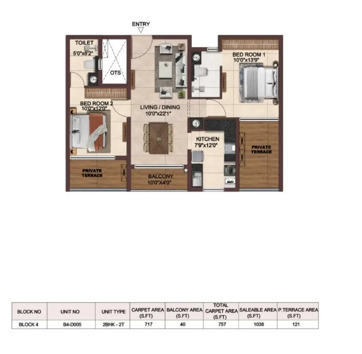 Unit plan - 740 sq.ft.