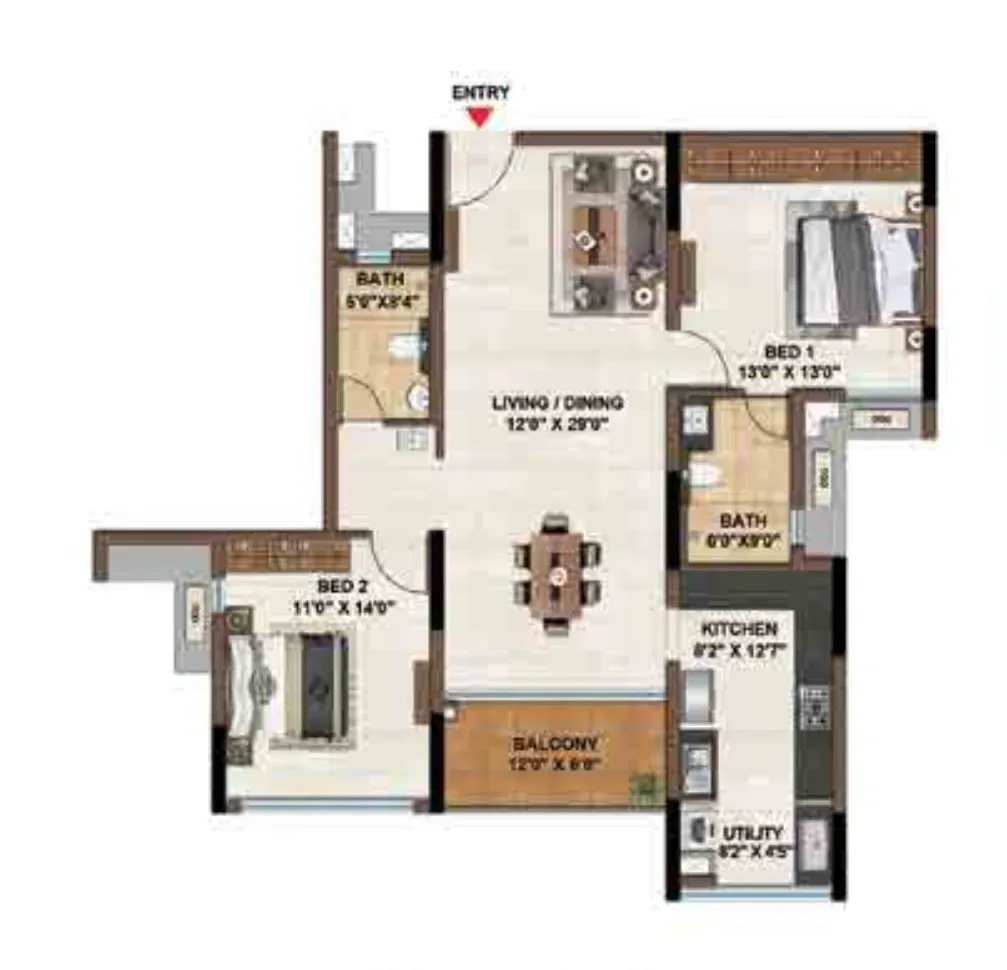 Casagrand Madelyn Unit plan - 1092 sq.ft.