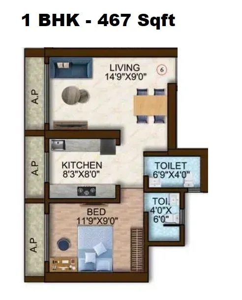 Unit plan - 467 sq.ft.