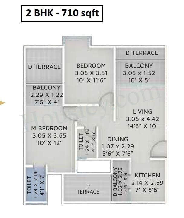Yash Grecia Unit plan - 709 sq.ft.
