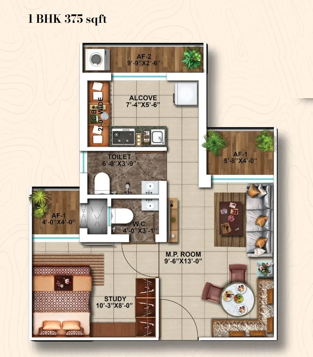 Suraksha Smart City Terra Unit plan - 375 sq.ft.