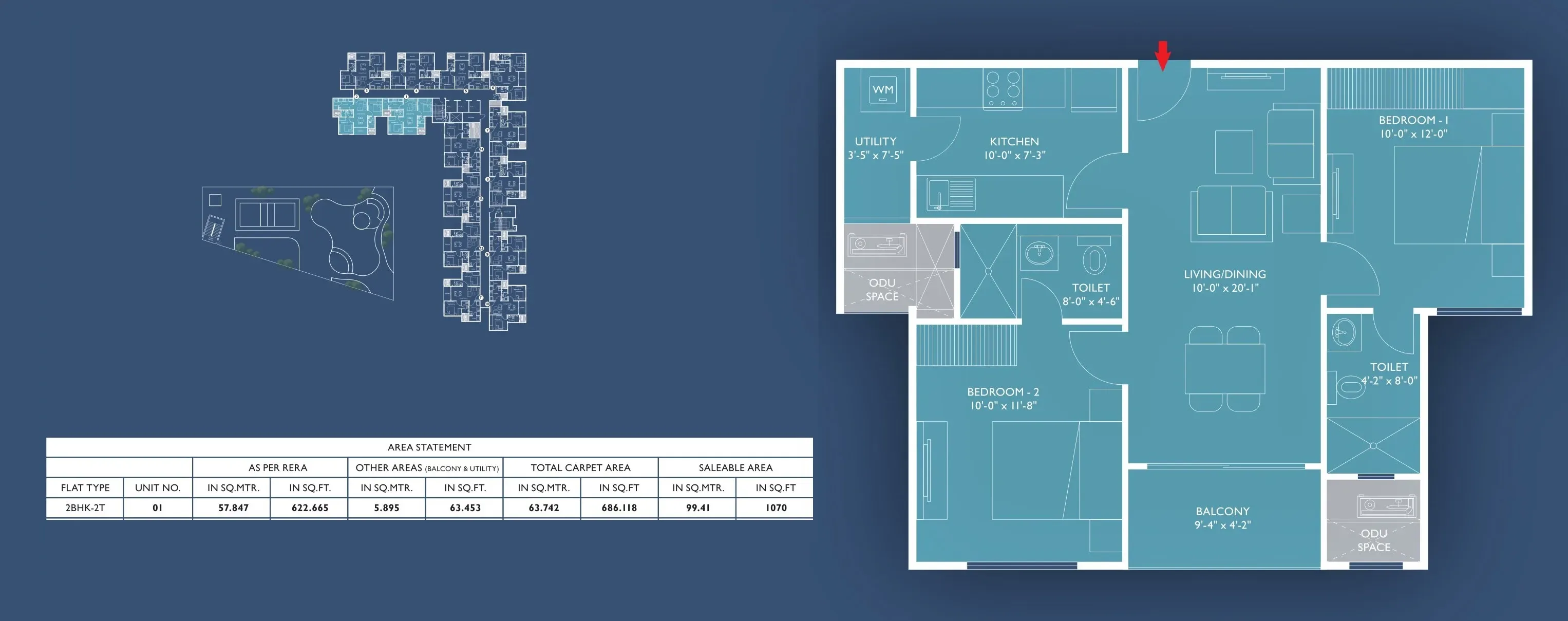Hiranandani Parkville Unit plan - 690 sq.ft.