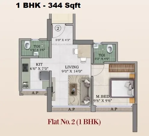 Unit plan - 344 sq.ft.