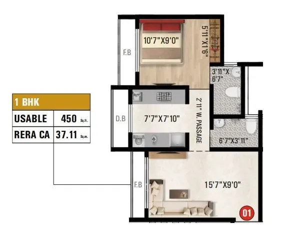Imperial Splendora Unit plan - 450 sq.ft.