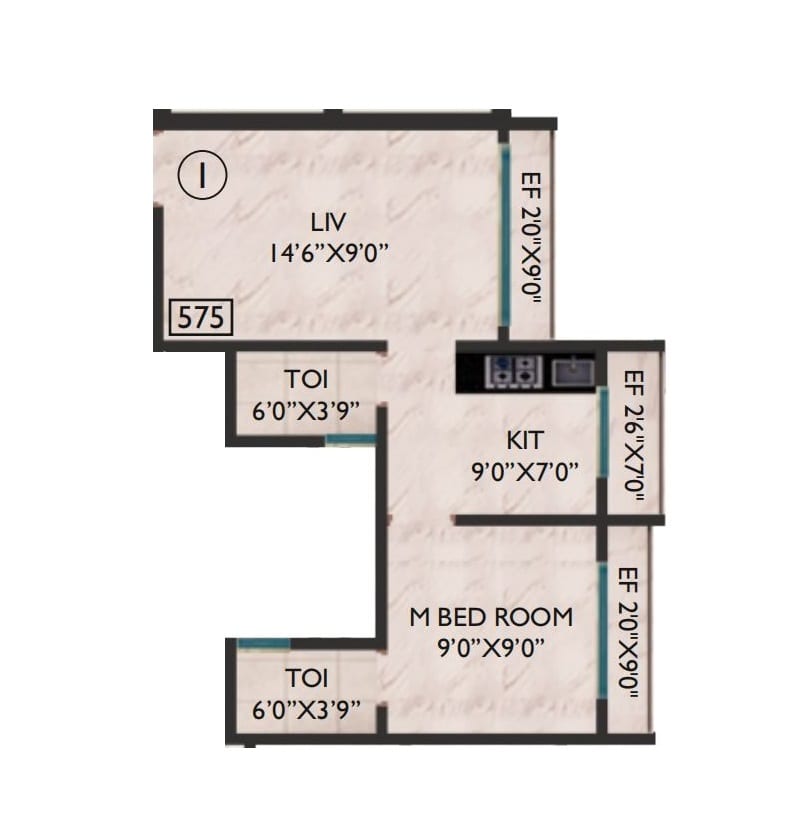 Horizon Heights Unit plan - 390 sq.ft.