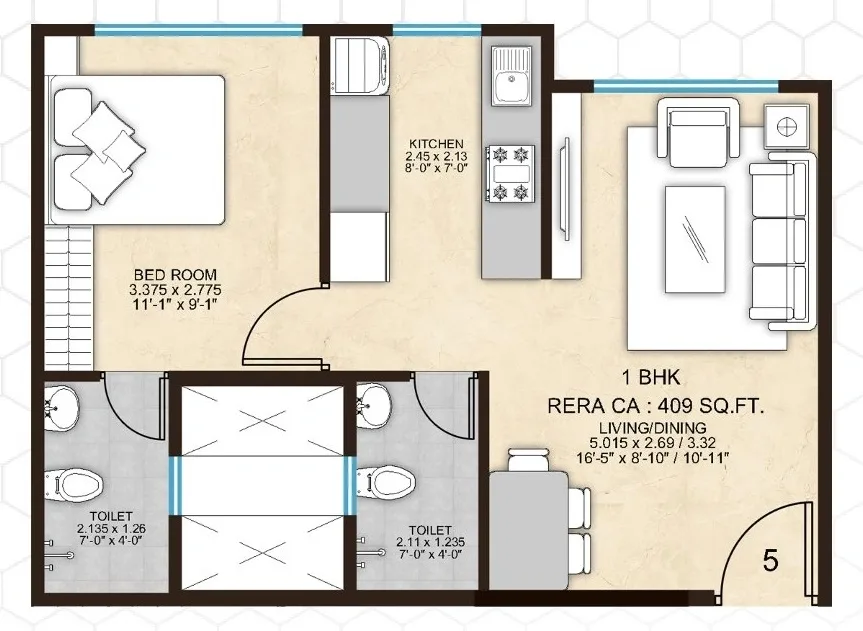Unit plan - 409 sq.ft.