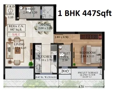 Unit plan - 447 sq.ft.
