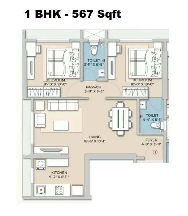 Unit plan - 567 sq.ft.