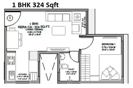 Unit plan - 324 sq.ft.