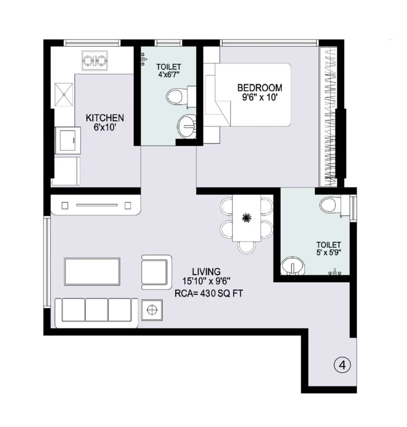 Unit plan - 430 sq.ft.