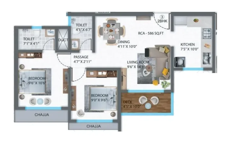 Shreeji Eternity Unit plan - 586 sq.ft.