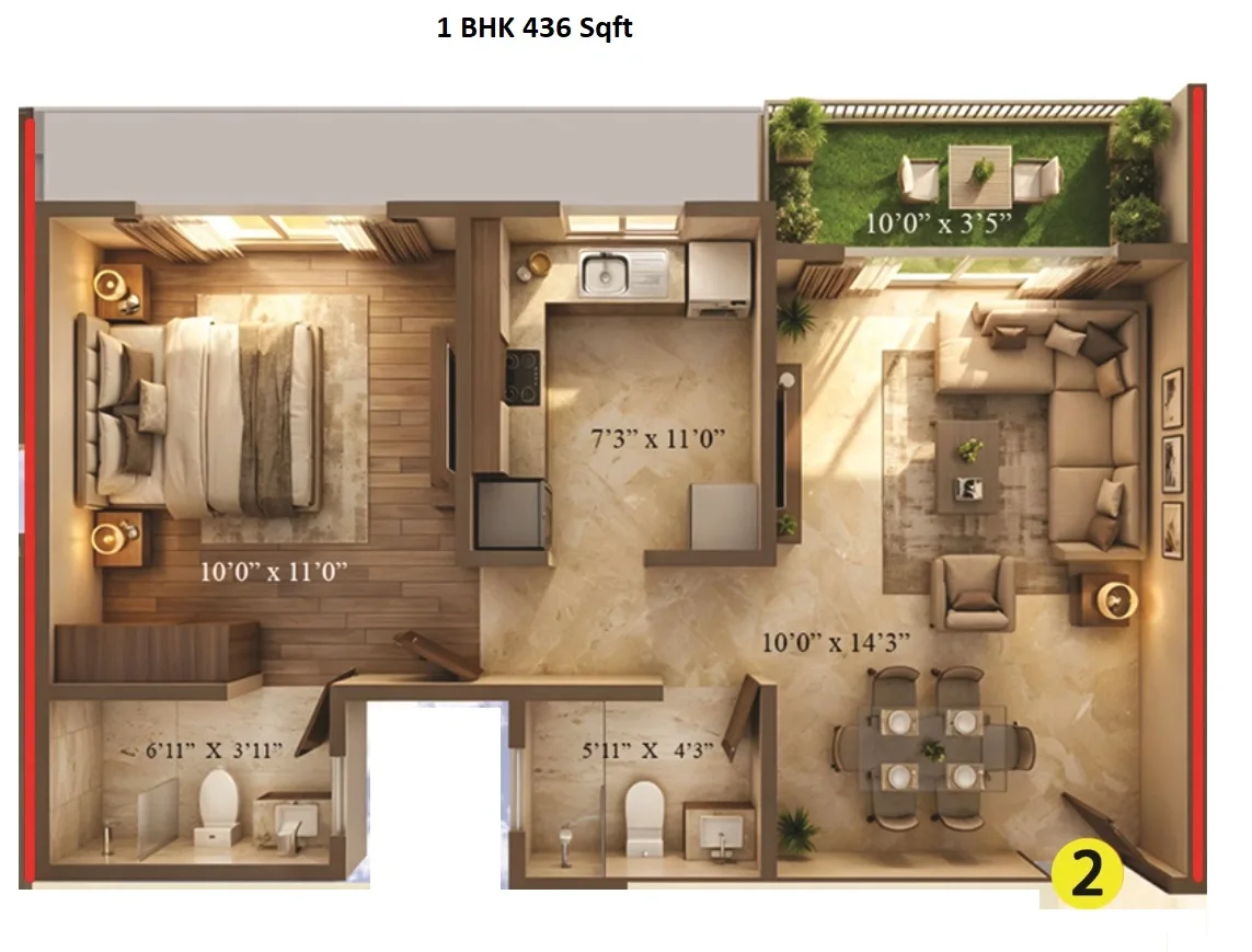 Unit plan - 436 sq.ft.
