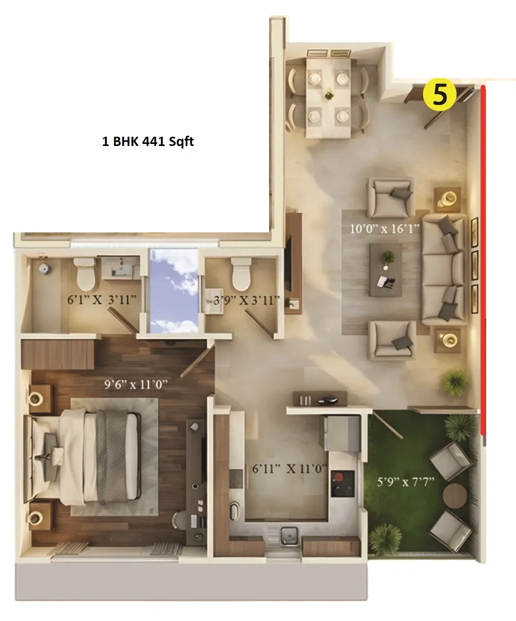 Raghav Jade Unit plan - 441 sq.ft.