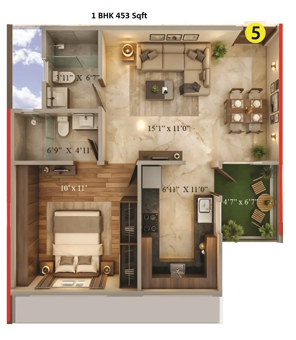 Raghav Jade Unit plan - 453 sq.ft.