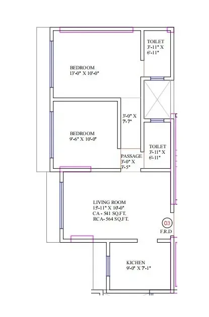 Avyukta Abhilasha Unit plan - 564 sq.ft.