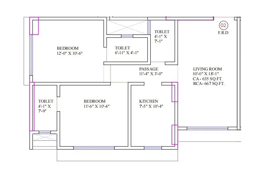 Avyukta Abhilasha Unit plan - 667 sq.ft.