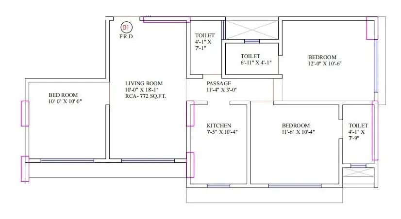 Avyukta Abhilasha Unit plan - 772 sq.ft.