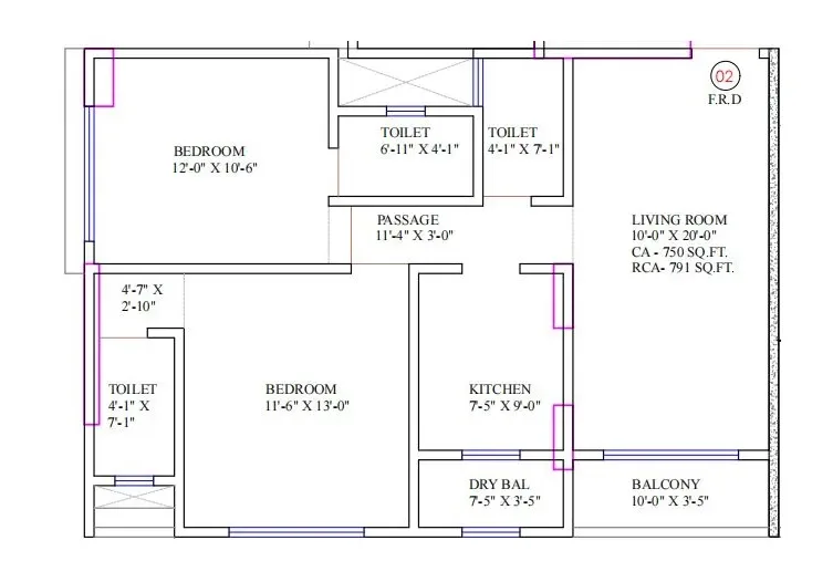 Avyukta Abhilasha Unit plan - 791 sq.ft.