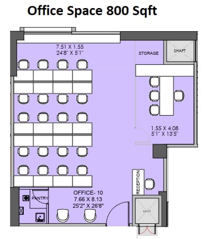 Godrej Nexspace Unit plan - 800 sq.ft.