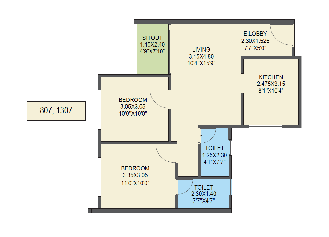 Unit plan - 658 sq.ft.