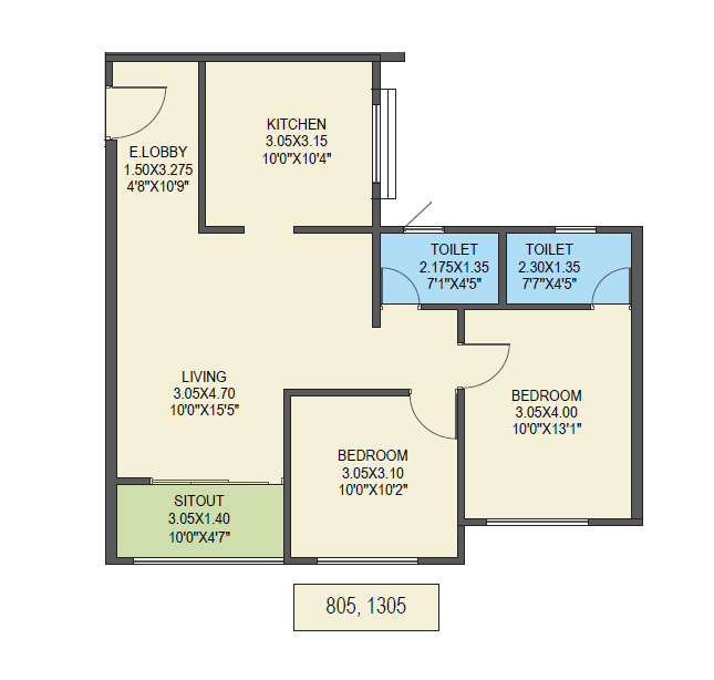 Ekansh Rivera Unit plan - 772 sq.ft.