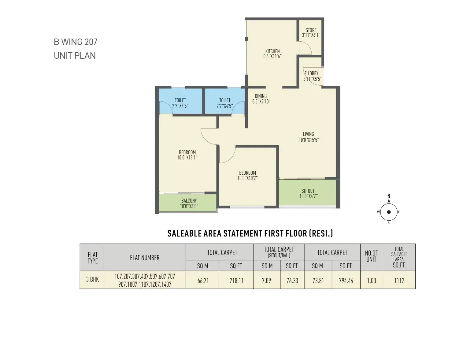 Ekansh Rivera Unit plan - 794 sq.ft.